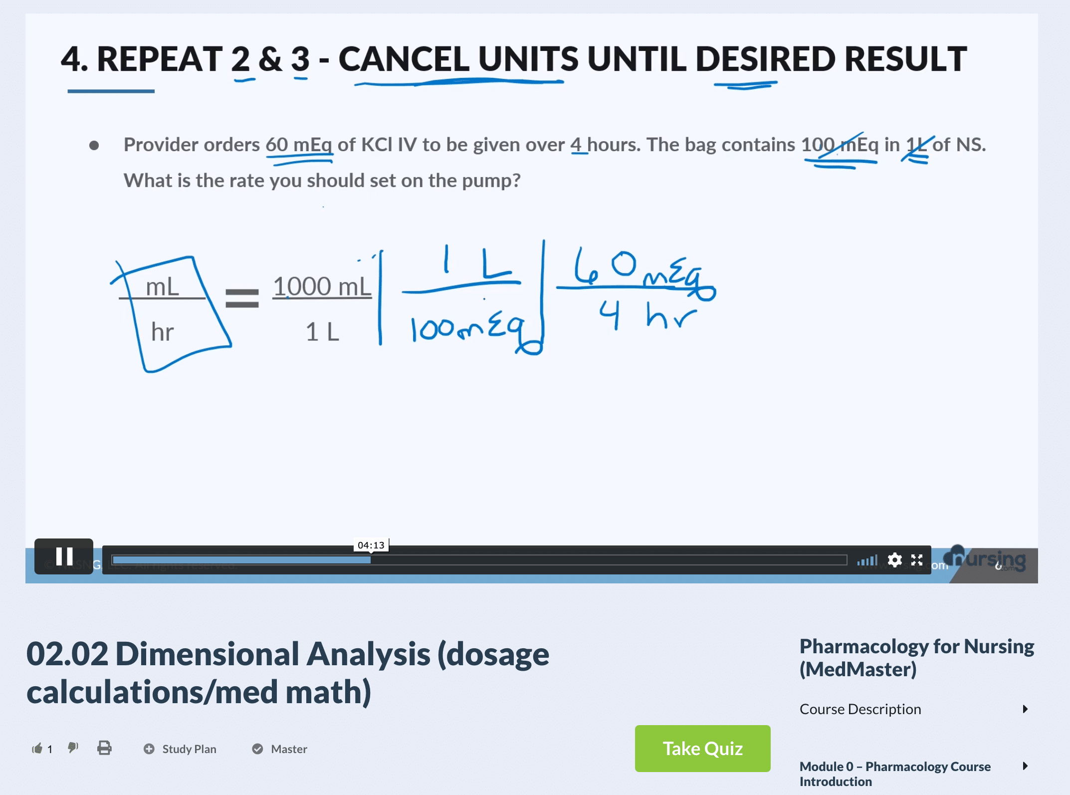 nursing pharmacology dimensional analysis